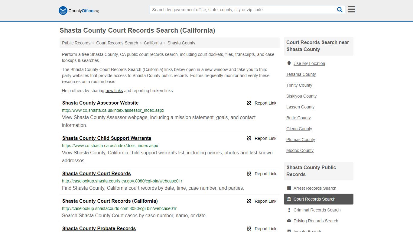 Shasta County Court Records Search (California) - County Office