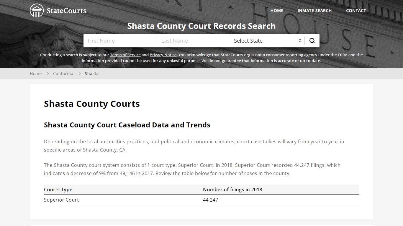 Shasta County, CA Courts - Records & Cases - StateCourts