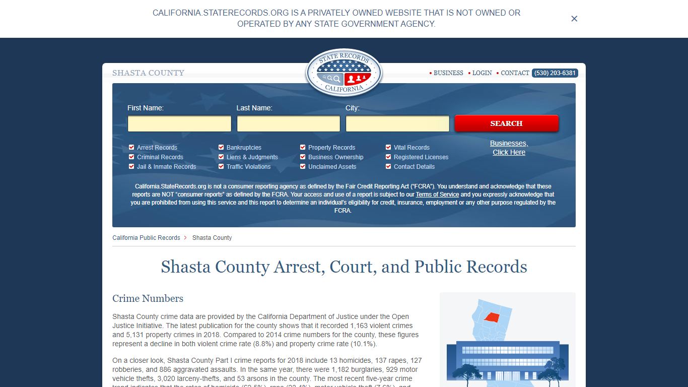 Shasta County Arrest, Court, and Public Records
